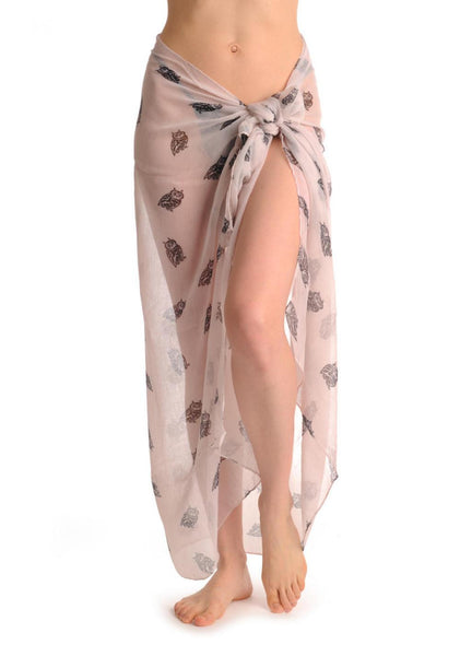 Black Owl On White Unisex Scarf & Beach Sarong