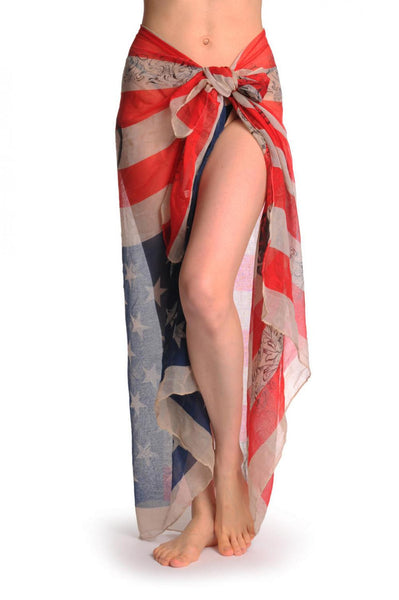 Vintage American Flag With Skulls Unisex Scarf & Beach Sarong