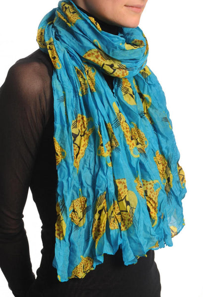 Yellow & Brown Leopard On Blue