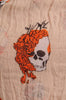 White Skulls With Orange Roses On Beige