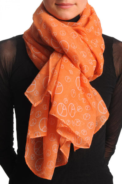 White Printed Peace Sign On Orange