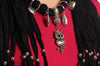 Black Jewellery Scarf With Owl Pendant & Beads