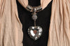 Beige Jewellery Scarf With Crystal Heart & Beads