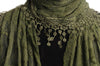 Olive Green Vintage Lace With Flowers