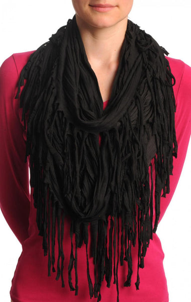 Black With Tassels Snood Scarf