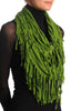 Green With Tassels Snood Scarf