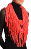 Carmine Pink With Tassels Snood Scarf