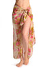 Pink Roses On Beige Unisex Scarf & Beach Sarong