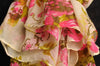 Pink Roses On Beige Unisex Scarf & Beach Sarong