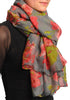 Pink Roses On Grey Unisex Scarf & Beach Sarong