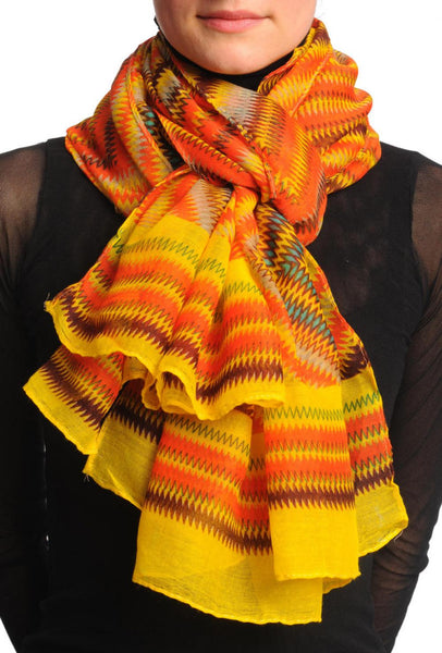 Orange & Yellow Zigzagged Rombs Unisex Scarf & Beach Sarong