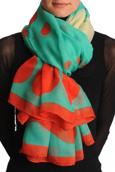 Rainbow Polka Dots On Green Unisex Scarf & Beach Sarong