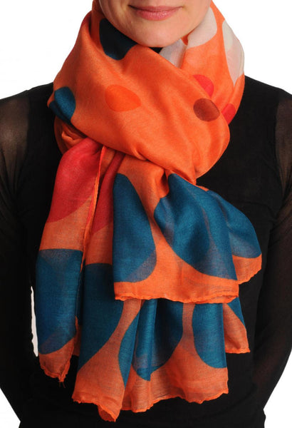 Rainbow Polka Dots On Peach Orange Unisex Scarf & Beach Sarong