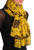 Black Sewn On Circles On Mustard Yellow Unisex Scarf