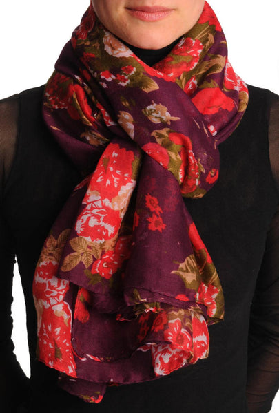 Red Roses On Indigo Unisex Scarf & Beach Sarong