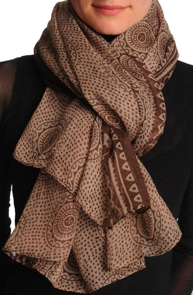 Brown Aztec Sun On Mocha Unisex Scarf & Beach Sarong