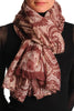 Burgundy Wide Lace On Light Pink Unisex Scarf & Beach Sarong