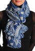 Light Blue Wide Lace On Blue Unisex Scarf & Beach Sarong