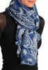 Light Blue Wide Lace On Blue Unisex Scarf & Beach Sarong