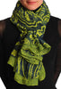 Lime Green Wide Lace On Dark Blue Unisex Scarf & Beach Sarong