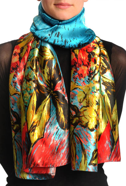 Sky Blue Red & Pear Green Van Gogh Flowers