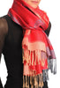 Grey & Beige Roses Reversed On Red Pashmina With Tassels