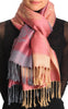 Grey & Beige Roses Reversed On Chestnut Pink Pashmina With Tassels