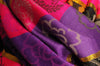 Reversed Flowers With Gold Lurex On Purple Pashmina With Tassels