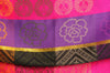 Reversed Flowers With Gold Lurex On Purple Pashmina With Tassels