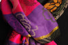 Reversed Flowers With Gold Lurex On Purple Pashmina With Tassels