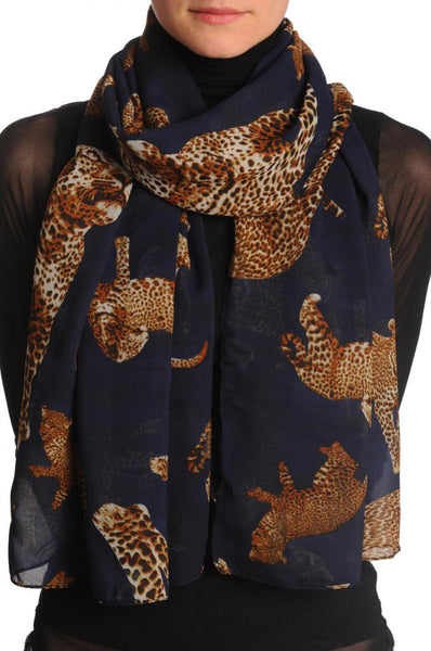Safari Leopard On Navy Blue