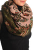 Olive Green & Red Turkish Flowers On Pink Scarf