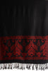 Black Circles And Red  Flowers On Black Pashmina With Tassels
