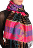 Aztec Patern On Pink & Purple With Gold Lurex Pashmina With Tassels