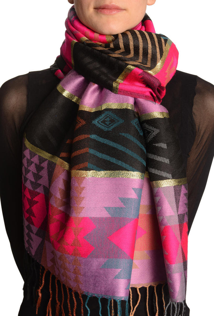 LissKiss Roses On Puce Pink Pashmina Feel With Tassels - Scarf at