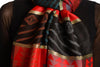 Aztec Patern On Red & Dark Red With Gold Lurex Pashmina With Tassels