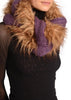 Purple Pink Knitted Plait Style Snood With Faux Fur