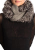 Grey Knitted Plait Style Snood With Faux Fur