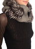 Grey Knitted Plait Style Snood With Faux Fur