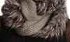 Grey Knitted Plait Style Snood With Faux Fur