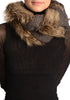 Slate Grey Knitted Plait Style Snood With Faux Fur