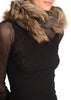 Slate Grey Knitted Plait Style Snood With Faux Fur