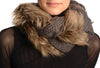 Slate Grey Knitted Plait Style Snood With Faux Fur