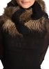 Black Knitted Plait Style Snood With Faux Fur