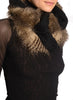 Black Knitted Plait Style Snood With Faux Fur