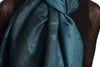 Peacock Feathers On Prussian Blue Pashmina With Tassels