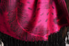Peacock Feathers On Magenta Pink Pashmina With Tassels