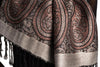 Reversed Paisley On Silver Grey Pashmina With Tassels