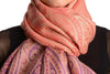 Reversed Paisley On Coral Pink Pashmina With Tassels