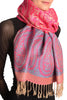 Reversed Paisley On Magenta Pink Pashmina With Tassels